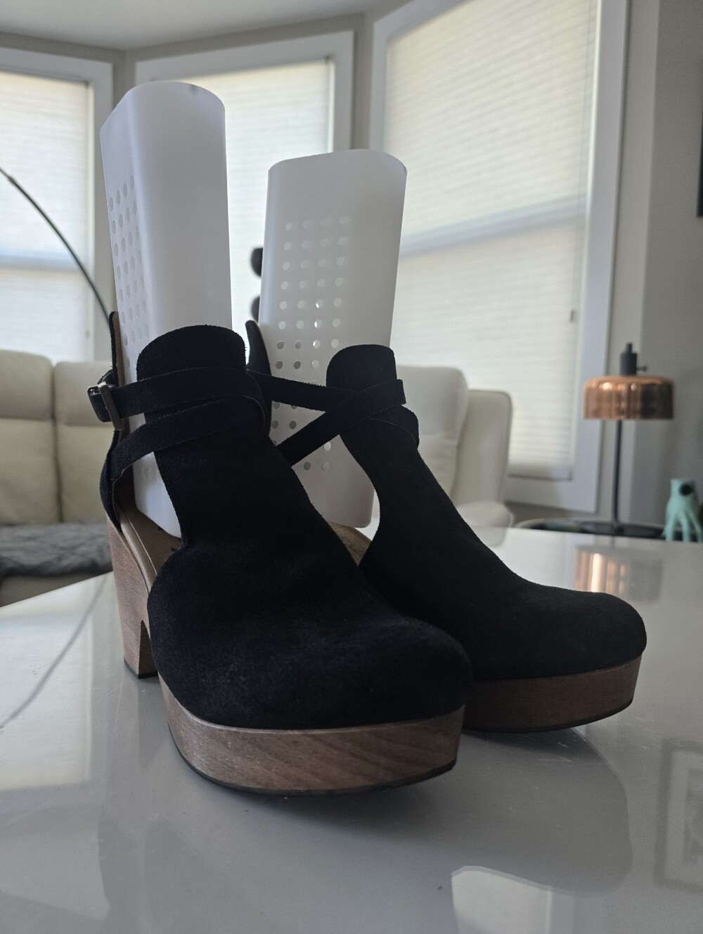 Free People Black Suede Platform Clog Ankle Booties Size 10 (EU 41)